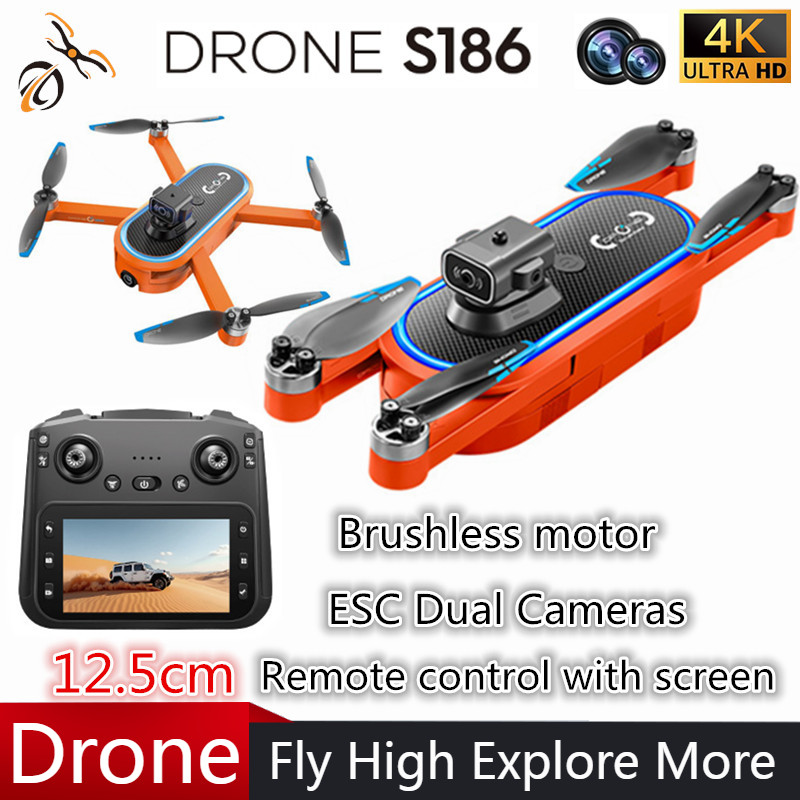 Drone Gimbal Brushless - Dron 2025 S186 Profesjonalny 4K HD
