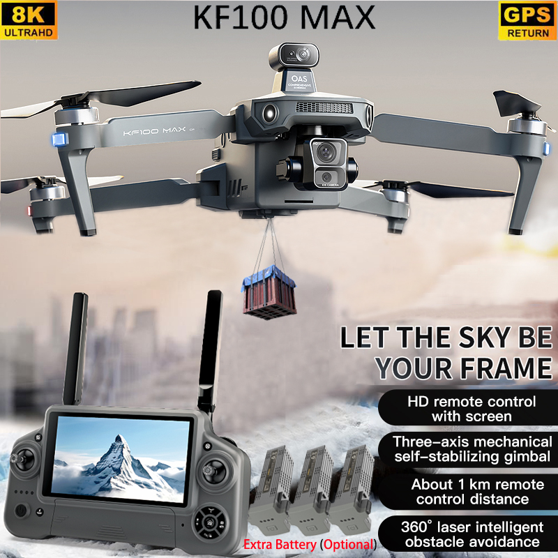 Dron GPS KF100 MAX Kamera 4K 3 – Drone Gimbal 3 Axis recenzja i cena